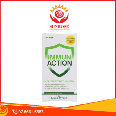 IMMUNACTION CAPSULE viên uống Tpbvsk - Giúp Bảo Vệ Cơ Thể, Chống Lại Virut, Vi Khuẩn, Hàng chuẩn Italy, Hộp/60 Viên.