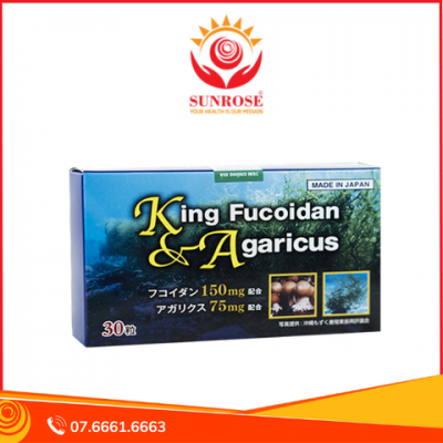 KING FUCOIDAN & AGARICUS Viên Uống Tăng Đề Kháng, Miễn Dịch Cho Cơ Thể Hộp 30 Viên